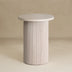 White Solid Wood End Table, Modern Drum End Table, 17 inch Wide Accent Table