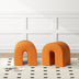 Orange Accent Upholstered Ottoman, N Shaped