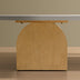 Modern Oval Coffee Table, Sculptural Wood Base Center Table with White Top