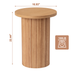 Natural Wood Round Wood End Table Fluted Pedestal Side Table