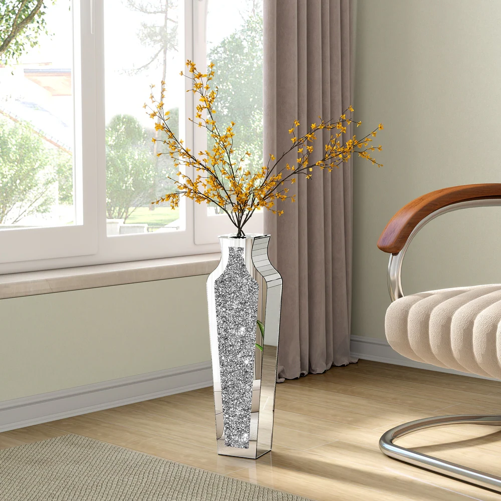 Modern Tall Crushed Diamond Floor Vase