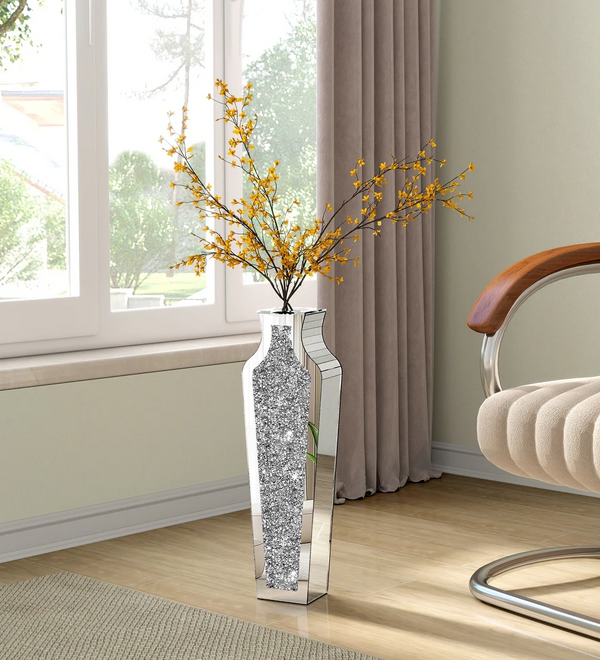 Modern Tall Crushed Diamond Floor Vase