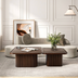 Mesa de centro cuadrada de madera con pedestal y base estriada