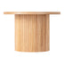 Runder Kaffeetisch aus Holz mit Sockel und runder Sockelplatte aus Massivholz