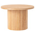 Runder Kaffeetisch aus Holz mit Sockel und runder Sockelplatte aus Massivholz