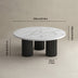 Schwarzer moderner runder Couchtisch mit Marmor-Optik-Platte