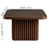 Mesa de centro cuadrada de madera con pedestal y base estriada