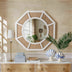 Espejo de ratán grande para decoración de pared Boho Marco blanco de madera