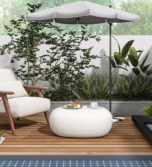 Modern Concrete Coffee Table for Outdoor Patio, Durable Weatherproof Accent Table, Minimalist Cement Side Table for Garden & Balcony