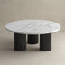 Schwarzer moderner runder Couchtisch mit Marmor-Optik-Platte