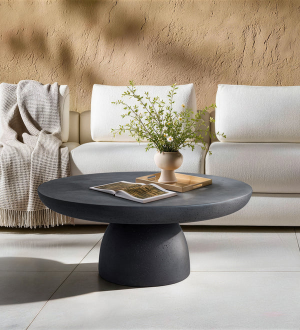 Modern Magnesium Oxide Cement Round Pedestal Coffee Table