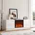 Mueble para TV de 63" con Chimenea Eléctrica - Consola Multimedia Moderna de Alto Brillo - Blanco