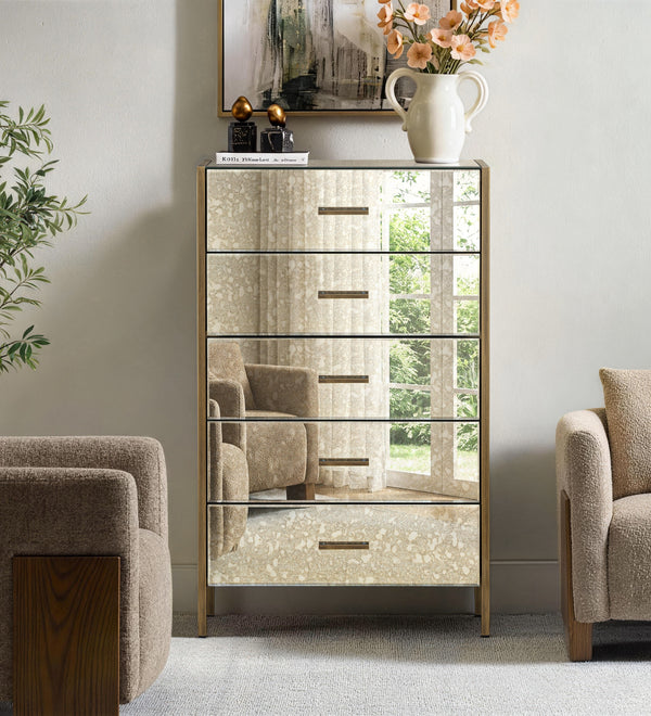 45.67"High 6-Drawer Antique Mirror Tall Dresser