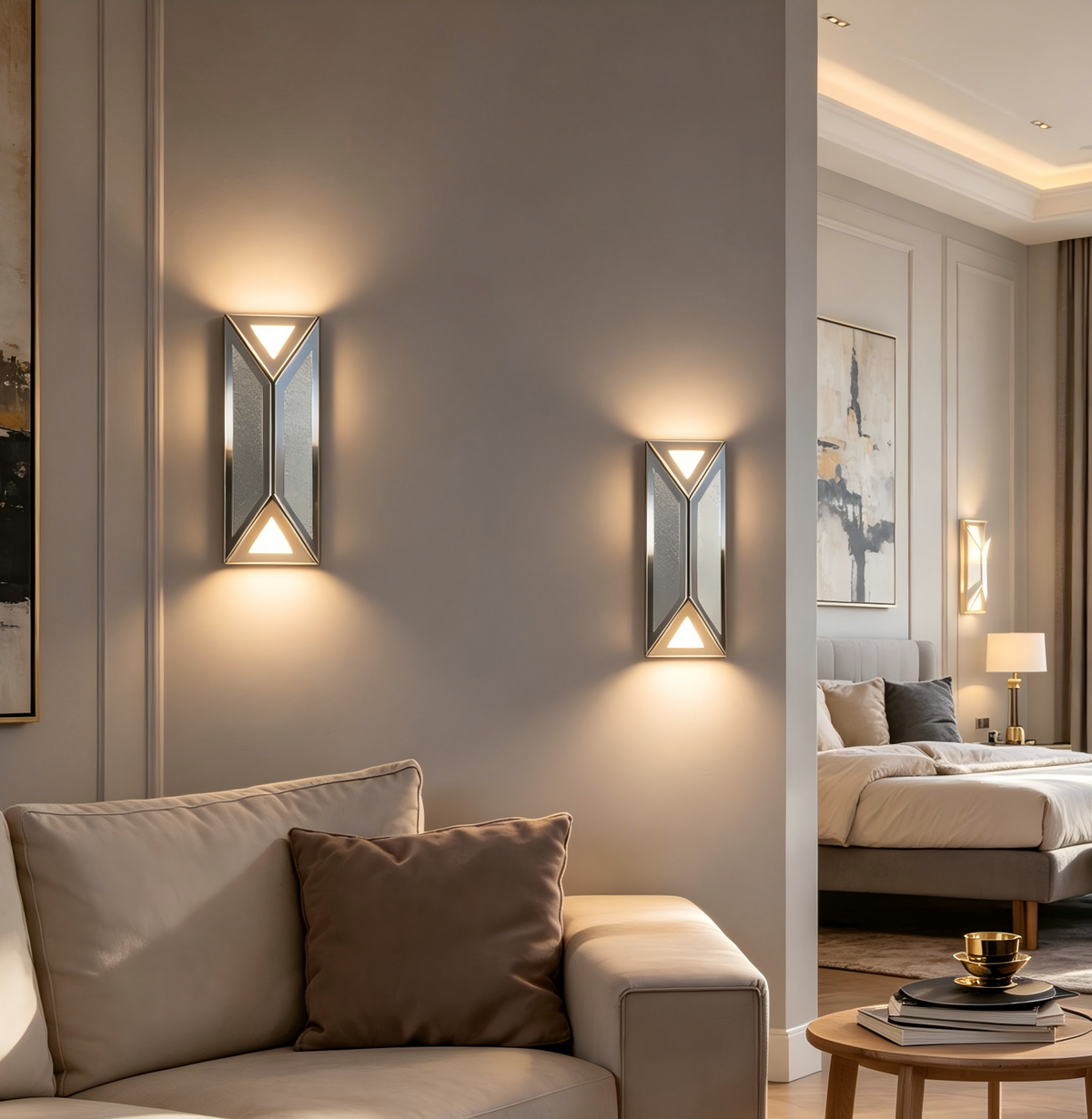 2-Pack Mirrored Wall Sconce LED Indoor Wall Lamp