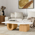 Modern Oval Coffee Table, Sculptural Wood Base Center Table with White Top