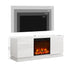 Mueble para TV de 63" con Chimenea Eléctrica - Consola Multimedia Moderna de Alto Brillo - Blanco