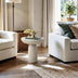 White Round Cement Pedestal End Table