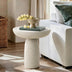 White Round Cement Pedestal End Table