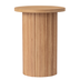 Natural Wood Round Wood End Table Fluted Pedestal Side Table
