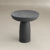 Black Round Cement Pedestal End Table, Indoor/Outdoor Side Table