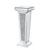 Tall Pedestal Mirrored Glass Top End Table