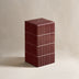Red Tiled Modern Square Accent End Table, Unique Stand