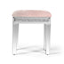 Pink Mirror Diamond Vanity Stool with Velvet Upholstered Seat