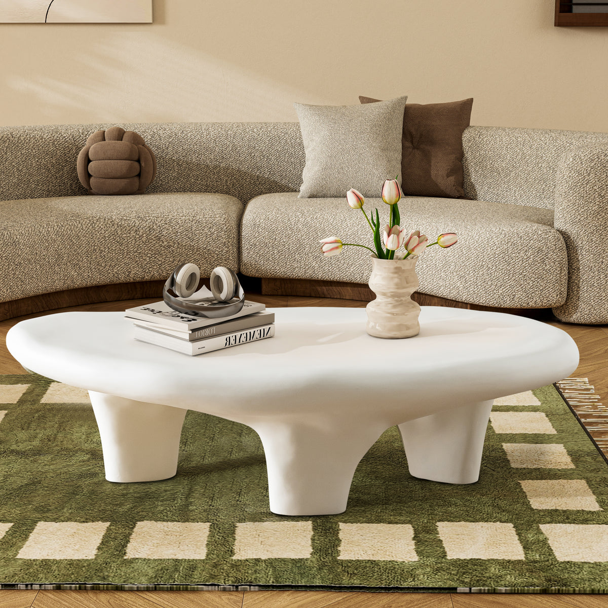 47" Iregular Cloud Shaped Fiberglass Low Profile Coffee Table