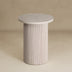 White Solid Wood End Table, Modern Drum End Table, 17 inch Wide Accent Table