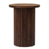 Walnut Round Wood End Table Fluted Pedestal Side Table