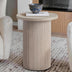 White Solid Wood End Table, Modern Drum End Table, 17 inch Wide Accent Table