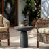 Black Round Cement Pedestal End Table, Indoor/Outdoor Side Table