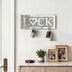 Mirrored LOCK Key Holder with Crystal Hooks, Sparkly Silver Mirror Wall Decor