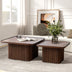 Mesa de centro cuadrada de madera con pedestal y base estriada
