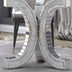 Mirror Glass Pedestal Dining Table with Tempered Glass Tabletop