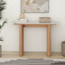 Mesa de consola de madera jaspeada natural para entrada con base estriada
