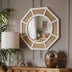 Espejo de ratán grande para decoración de pared Boho Marco blanco de madera