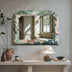 Arched Floral Fabric Wrapped Wood Frame Horizontal Wall Mirror