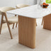 Marmor-Esstisch mit Sockel aus gemasertem Holz