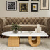 Modern Oval Coffee Table, Sculptural Wood Base Center Table with White Top