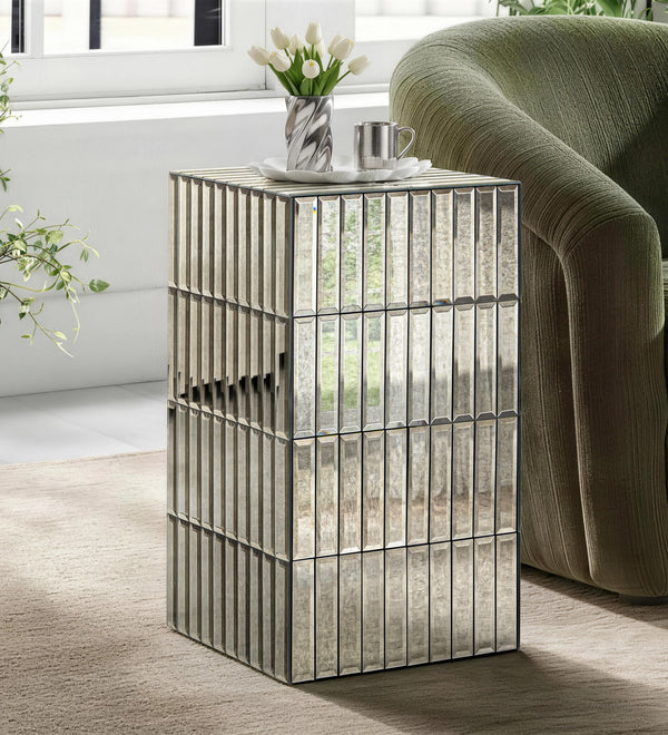 Amla Antique Mirrored Small Accent End Table