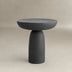 Black Round Cement Pedestal End Table, Indoor/Outdoor Side Table