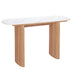Mesa de consola de madera jaspeada natural para entrada con base estriada