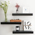 Black Set of 3 Mirrored Glass Floating Shelves