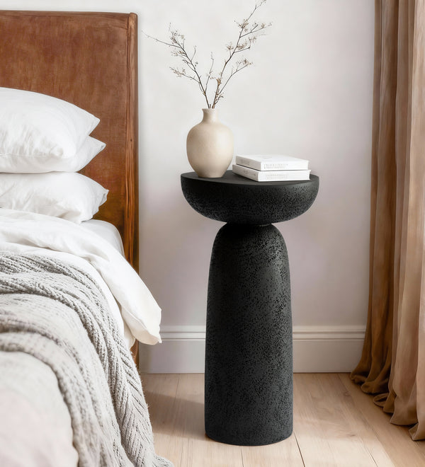 Black Sandstone Side Table End Table