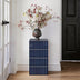 Blue Tiled Modern Square Accent End Table, Unique Stand