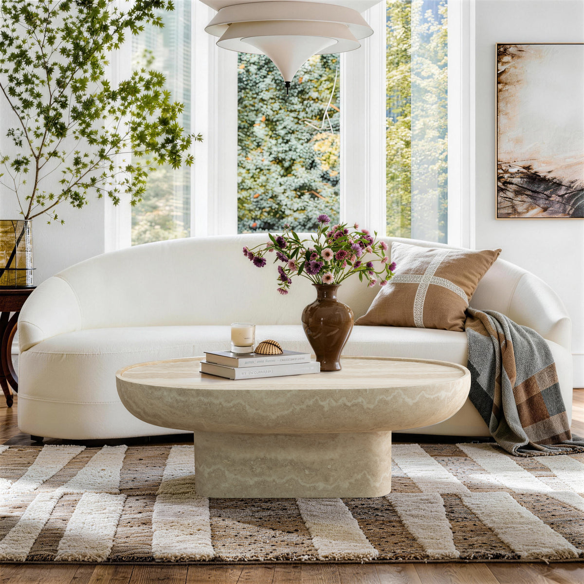 Modern Oval Coffee Table, Sculptural Living Room Table