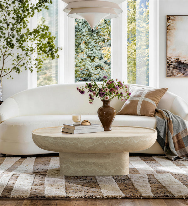 Modern Oval Coffee Table, Sculptural Living Room Table