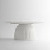 Modern Round Coffee Table, 35.4 inch White Drum Design