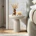 White Round Cement Pedestal End Table
